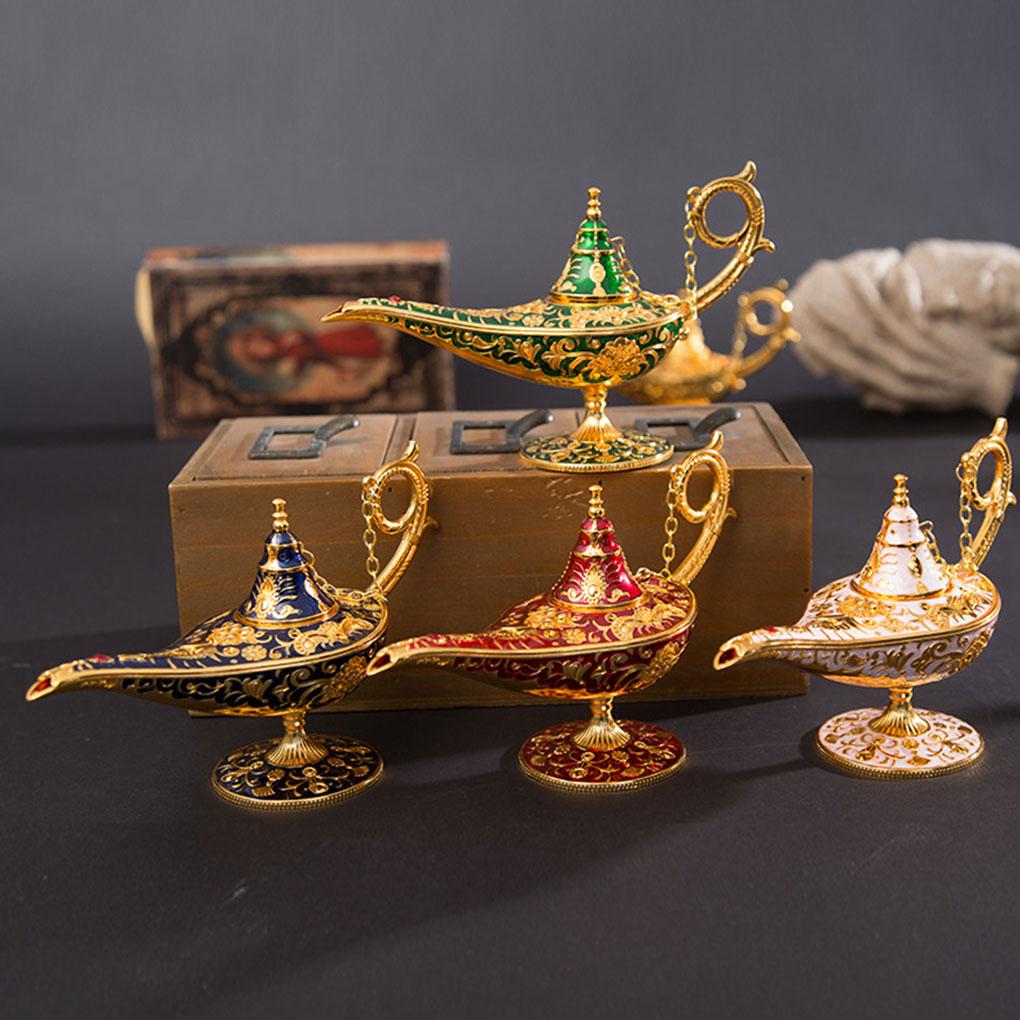 Ornaments Legend Aladdin Magic Genie Lamp Crafts Wishing Lamps Home Table Decoration Gift Collectable Metal Accessories