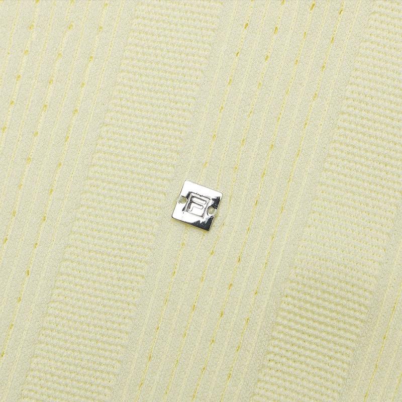 Fila White Special Solid Color Fashion Casual Comfortable Polo Short Sleeve Knit Top Women Tops Sunflower-Yellow F11W347401F-YE