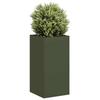 VidaXL Olive Green Planter 40x40x80 Cm Cold-Rolled Steel, Flower Pot, Plant Stand, Raised Bed, Stand 860706