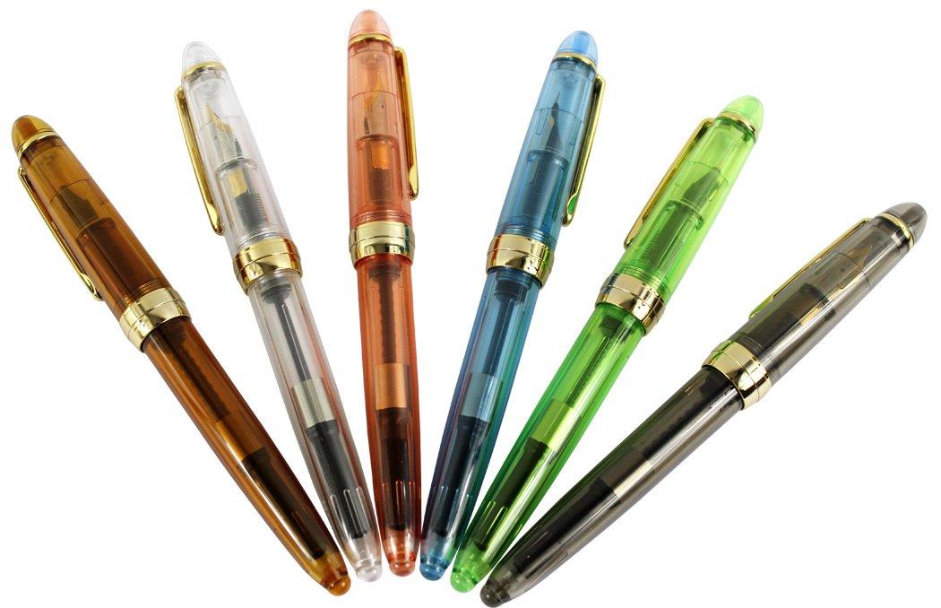 

Gullor jinhao 992 plastic fountain pen with golden 6 6PCS clip, transparent, colors,
