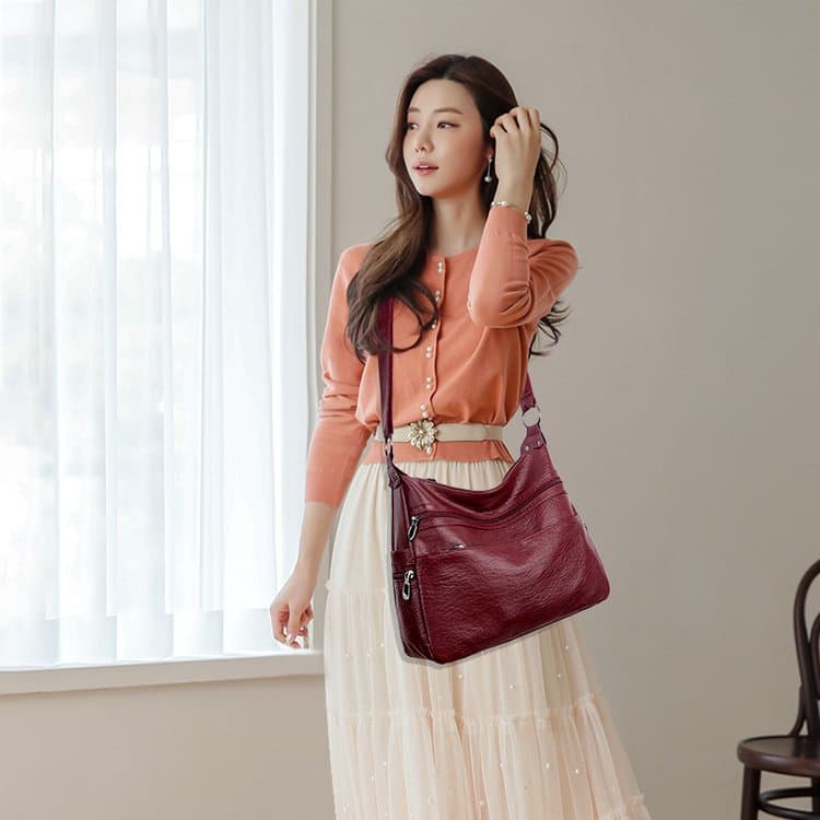 Damen Weiches Leder Großvolumige Ein-Schulter Umhängetasche
