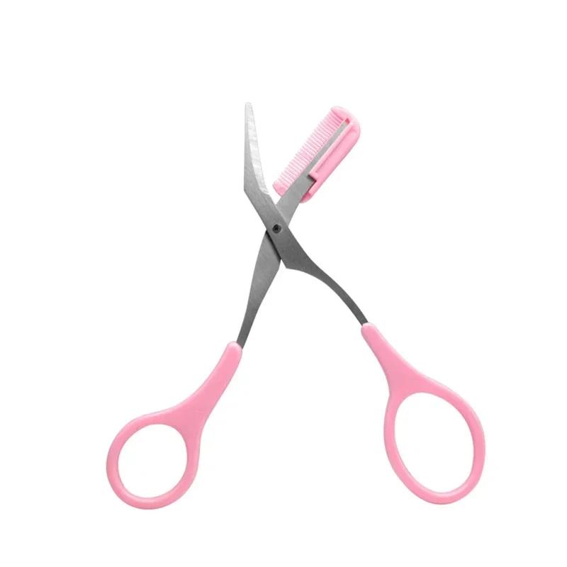 1pcs Eyebrow Trimmer Scissors Comb Eyelash Hair Scissors Clips Shaping Eyebrow Razor Grooming wenkbrauw trimmer 5 Color