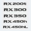 Litere negre lucioase 3D RX200t RX270 RX300 RX350 RX450h RX450hL HYBRID Emblemă pentru Autocolant cu logo-ul spate al portbagajului pentru aripi auto