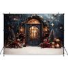 Mocsicka Christmas Backdrop House Snowflake Wreath Door Tree Kids Baby Portrait Background Photography Props Decorations Studio