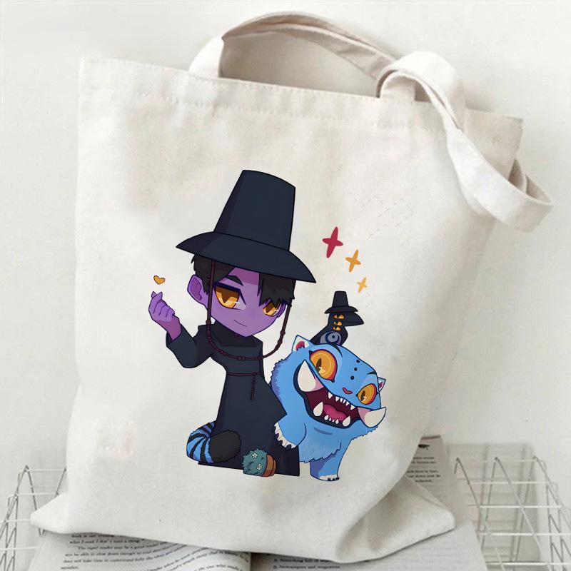 Spot KPOP Demon Hunter Group Printed Canvas Bag Student Daily Trend Handbag Shopping Bag