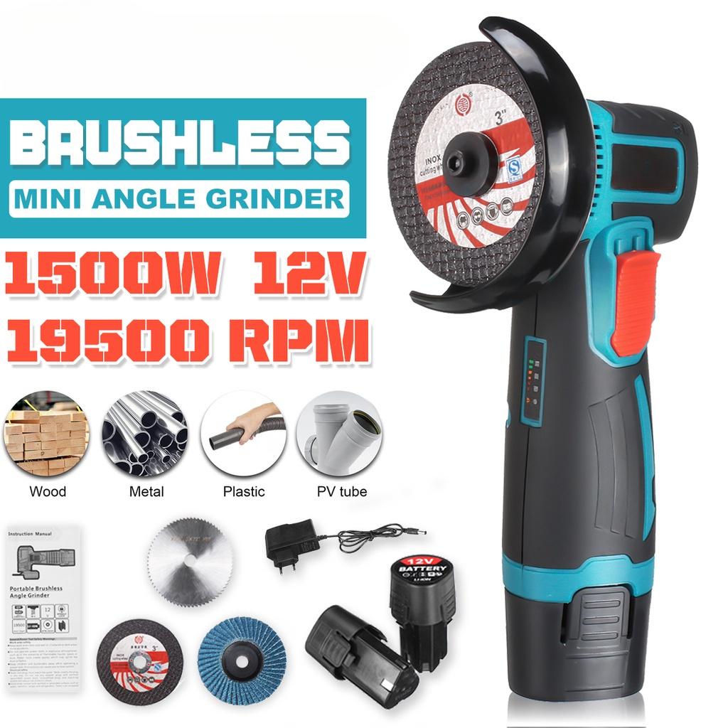 12V 1500W Mini Brushless Angle Grinder Polishing Machine Diamond Cutting Power Tool With 3pcs cutting Disc
