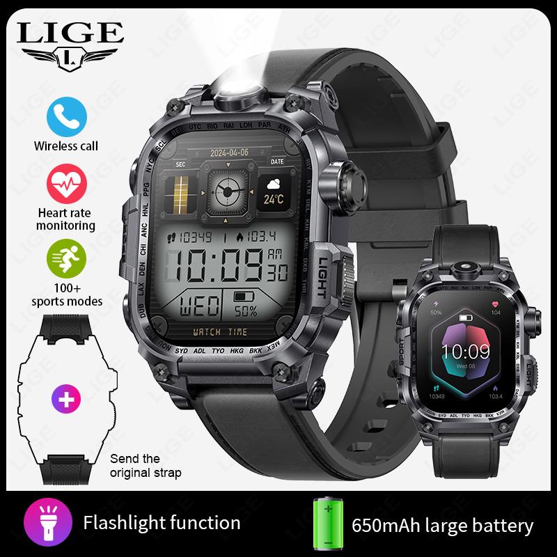 New Smart Watch Men Wireless Call IP67 Waterproof Sport Fitness Watch Voice Assistant Heart Rate Health Monitor Smartwatch