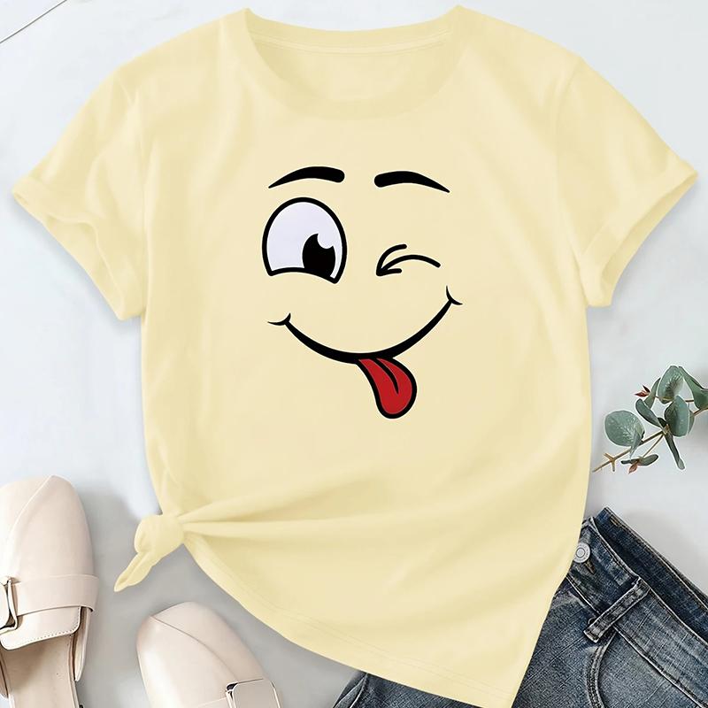 Women Summer T Shirt Fun Patterns Print Retro Fashion Short Sleeve Tees Casual   Printed  Tops