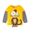 Spring & Autumn 2025 Kids' 3D Cartoon T-shirt with Striped Sleeves - 100% Cotton for Boys