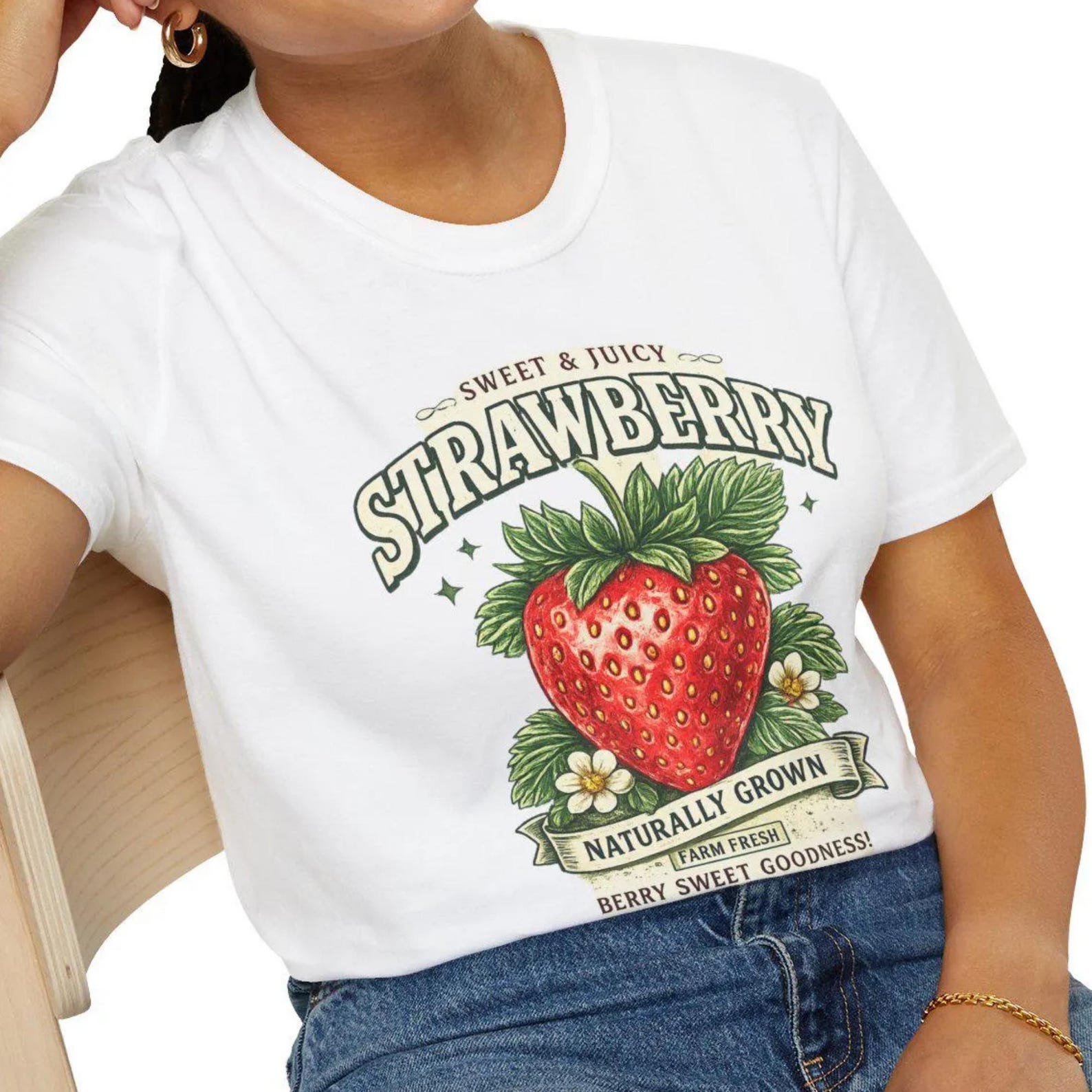 Sweet & Juicy Strawberry T-Shirt | Retro Fruit Graphic Tee S