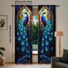 2 Pcs Blue Peacock Decorative Curtains: Digital Printed   Polyester Material   Suitable for Living Room   Bedroom   Study   Dining