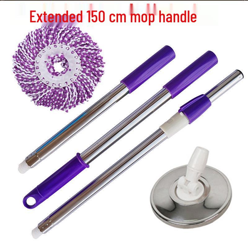 Effort-Saving Telescopic Spin Mop Pole - Stainless Steel, Hand-Free, Extended, and Thickened