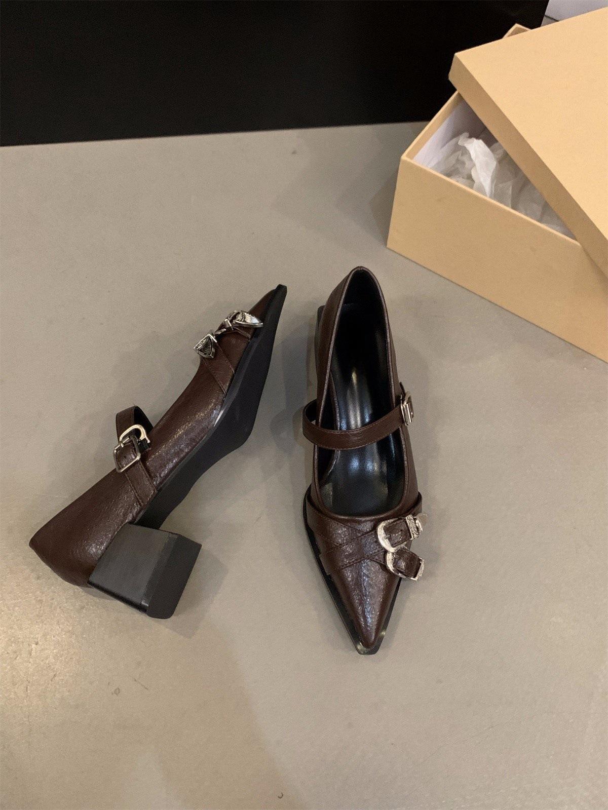 

Темпераментные туфли-лодочки на высоком каблуке, черные одинарные туфли, женская обувь, весна, осень, зима, Мэри Джейн, маленькие кожаные туфли 40 коричневый