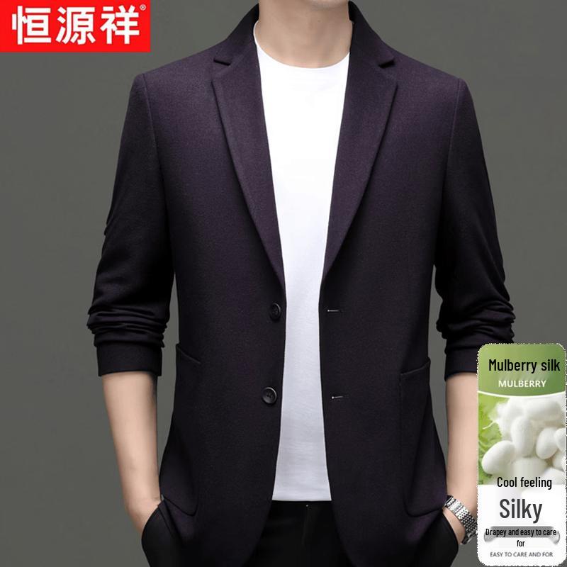 Hengyuanxiang Men s Summer Mulberry Silk Blend Casual Blazer 56