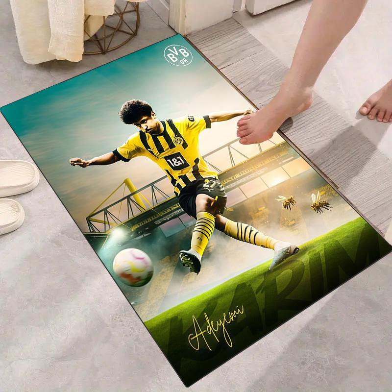 Adeyemi Borussia Dortmund Football Star Print Rug, Non Slip Floor Mat for Living Room Bedroom Home Decor