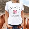 Women's Hawaiian-style T-shirt, Soft and Comfortable, Short-sleeved Summer Top with Tropical Pink Floral Pattern Graphic Tshirts