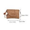 Handmade Straw Beach Shoulder Crossbody Bag Girls Envelope Woven Summer Small Hair Ball Cluth