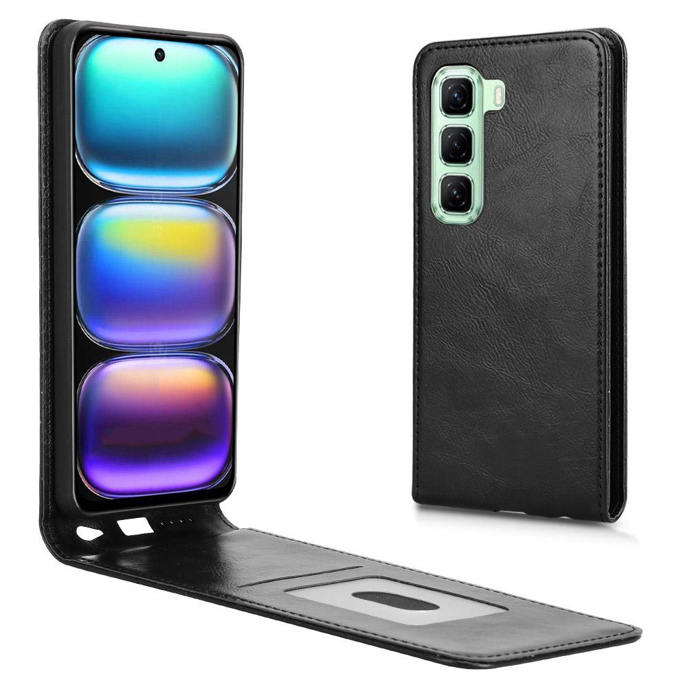 

Чехол для Infinix Hot 50 4G с отделением для карт, магнитный вертикальный откидной кожаный чехол для телефона Black