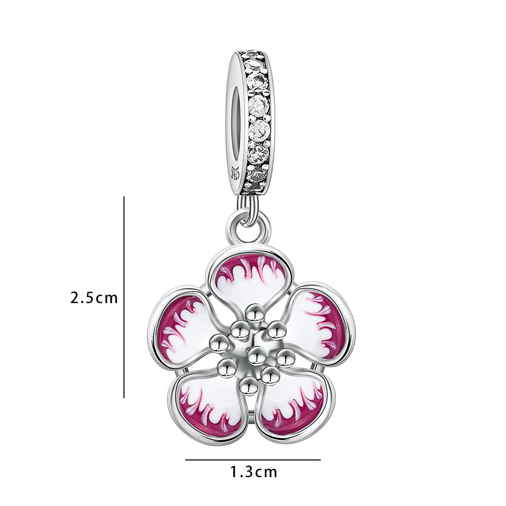 Copper Pink Perfume Charm Forever Mom Heart Lotus Flower Pendant Bead Fit Original Bracelet Women Diy Jewelry