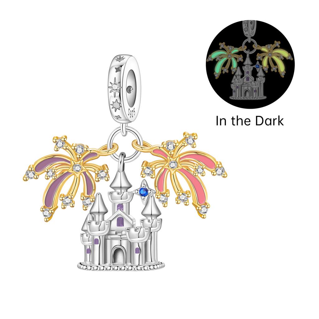 925 Silver Blue Love Snowflake Castle Pendants Bracelet Charms Fit Women Jewelry Party Beads DIY Fine Gifts Accessories