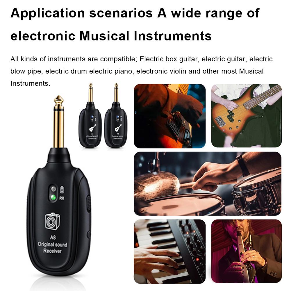 Wireless Guitar System UHF Audio Wireless 1/2 Transmitter 1 Receiver For Acoustic Guitar Violin Keyboard Electric Instruments