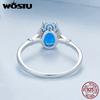 WOSTU 925 Sterling Silver Crown Blue Opal Ring With Translucent Opal For Women Party Wedding Anniversary Gift Fine Jewellery