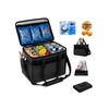 Large Capacity Foldable Cooler Keeps Food Cool or Shoulder with Black Bag, 5-Layer Construction, Insulated, Warm, Waterproof, Lightweight, Strap,