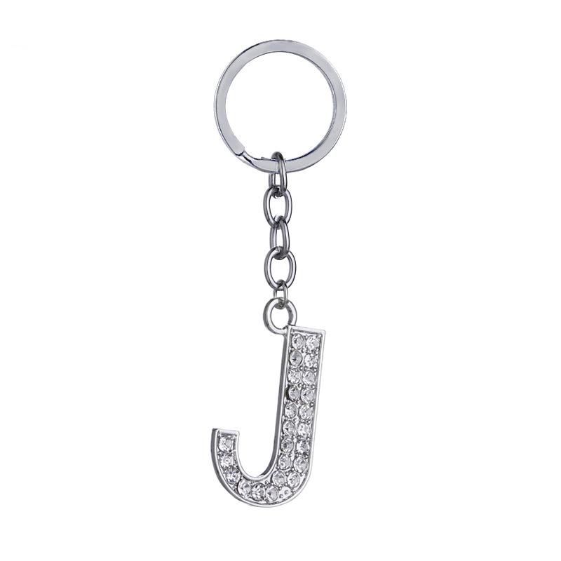Fashion Charm 26 English Letters A-Z Alphabet Keychains Car Bag Crystal Rhinestones Alloy Name Key Chains Jewelry