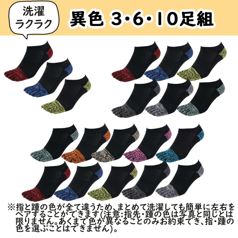 Asuka Ankle Sizes 6 Pairs Men's Five-Toe Socks, Reinforced, Length, 25-27cm,