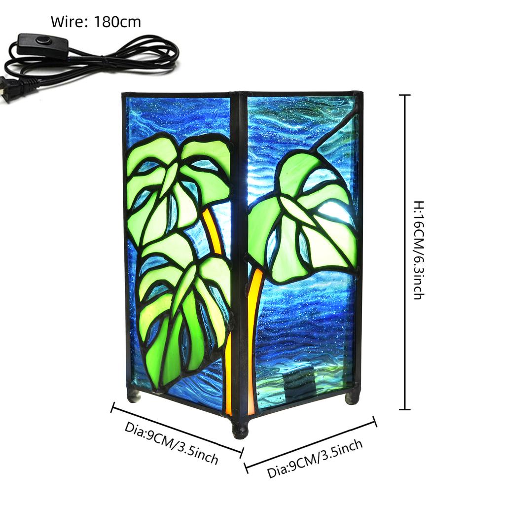 Mosaic Colored Glass Bedside Table Lamp for Bedroom, Small Night Light, Stained Glass Desk Lamp for Halloween and Christmas Gift