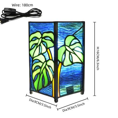 Mosaic Colored Glass Bedside Table Lamp for Bedroom, Small Night Light, Stained Glass Desk Lamp for Halloween and Christmas Gift