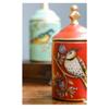 1pc Decorative Ceramic Storage Jar with Lid, Bird Design, Food-Safe Porcelain Tea/Coffee Canister