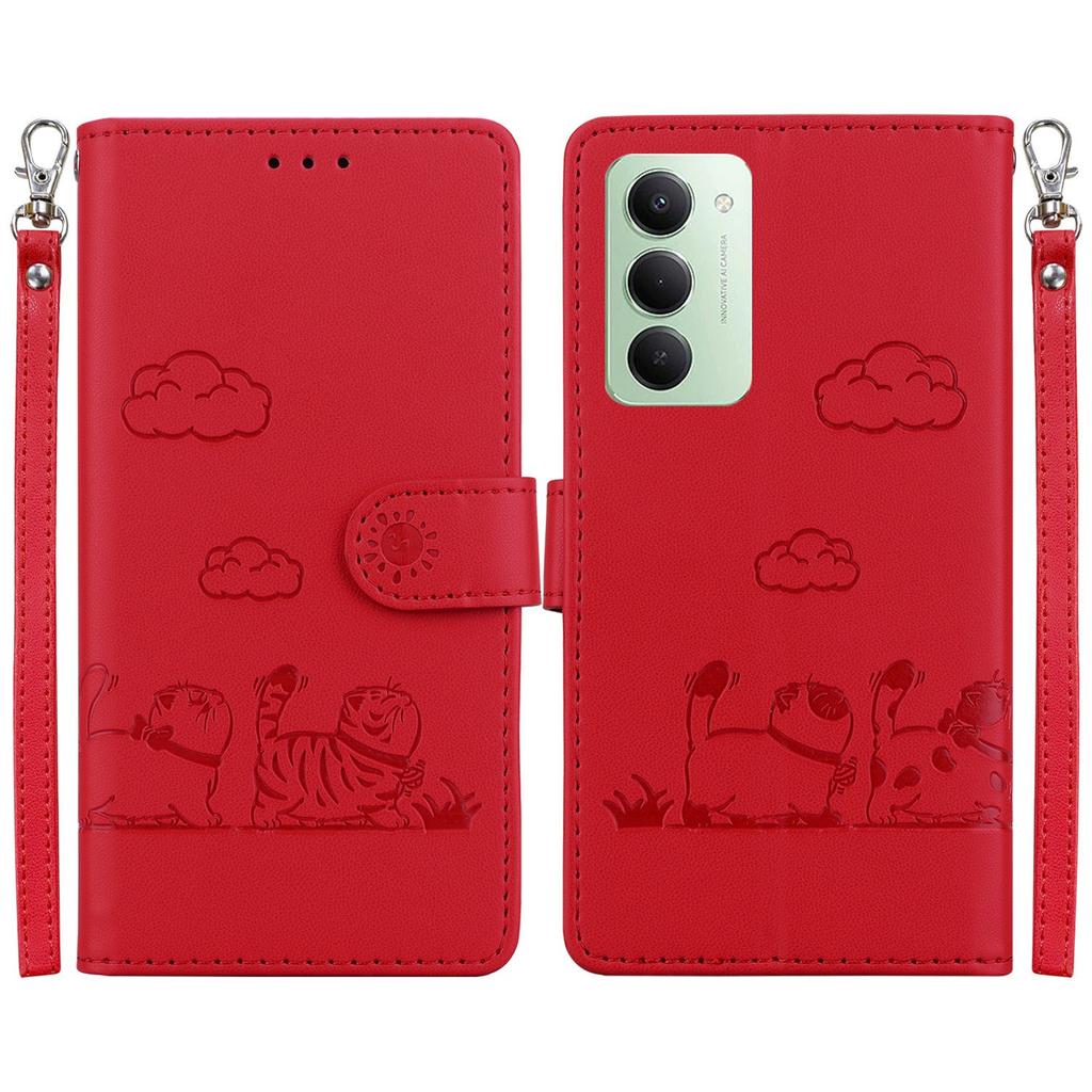 For Xiaomi Redmi 15 5G (Global) (169mm) Case RFID Blocking Kitten Pattern TPU+PU Leather Phone Cover with Wrist Strap