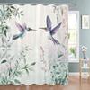 Spring Flowers and Plants Birds Shower Curtain, Bathroom Decorative Shower Curtain, Waterproof Shower Curtain with Hooks