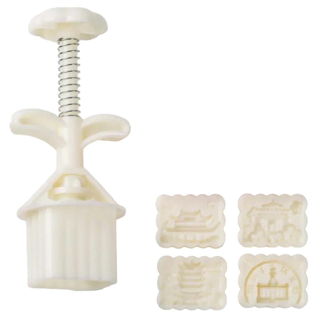 Mooncakes Mold Press 25/50G with 4 Interchangeable Stamps Functional Baking Mould for Festive Cookie and Desserts