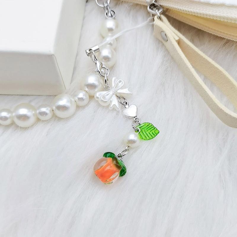 Bowknot Heart Cross Hanging Pendant Sweet Cool Phone Strap Bag Decoration Portable Hanging Lanyard Gift for Girls Women