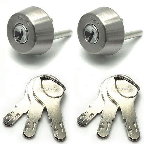 D-TX34-33 GOAL, 2 Identical D9 Cylinder Locks with 6 Keys, Silver Color