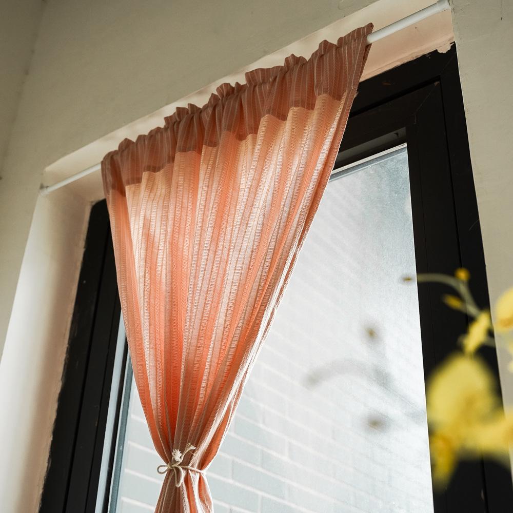 Punch-free Partition Curtain Striped Cotton and Linen Fabric Hanging Curtain Household Door Curtain Kitchen Coffee Half Curtain