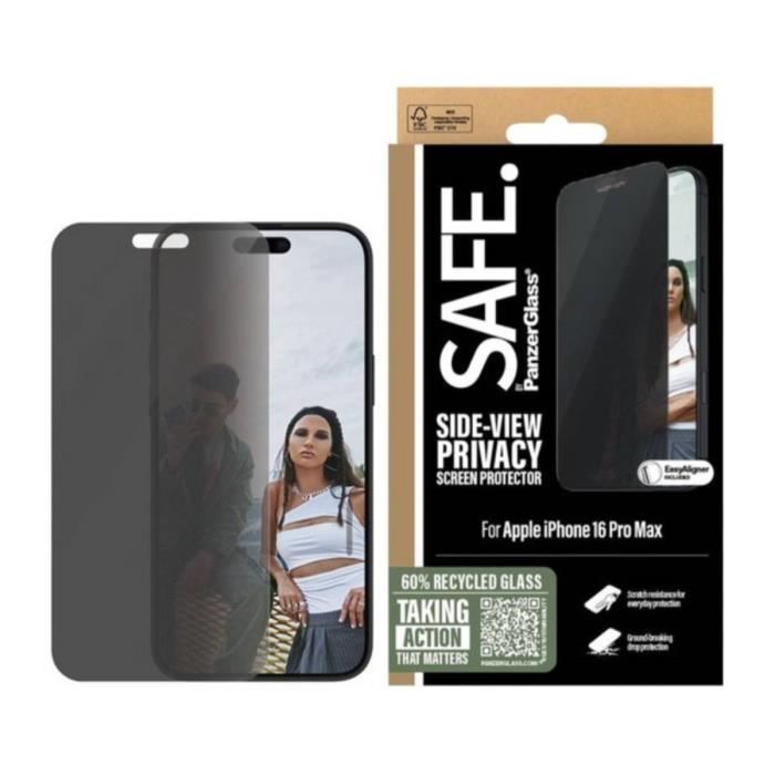 Verre de Protection Écran pour iPhone 16 Pro Max avec Filtre de confidentialité Panzer Glass Noir