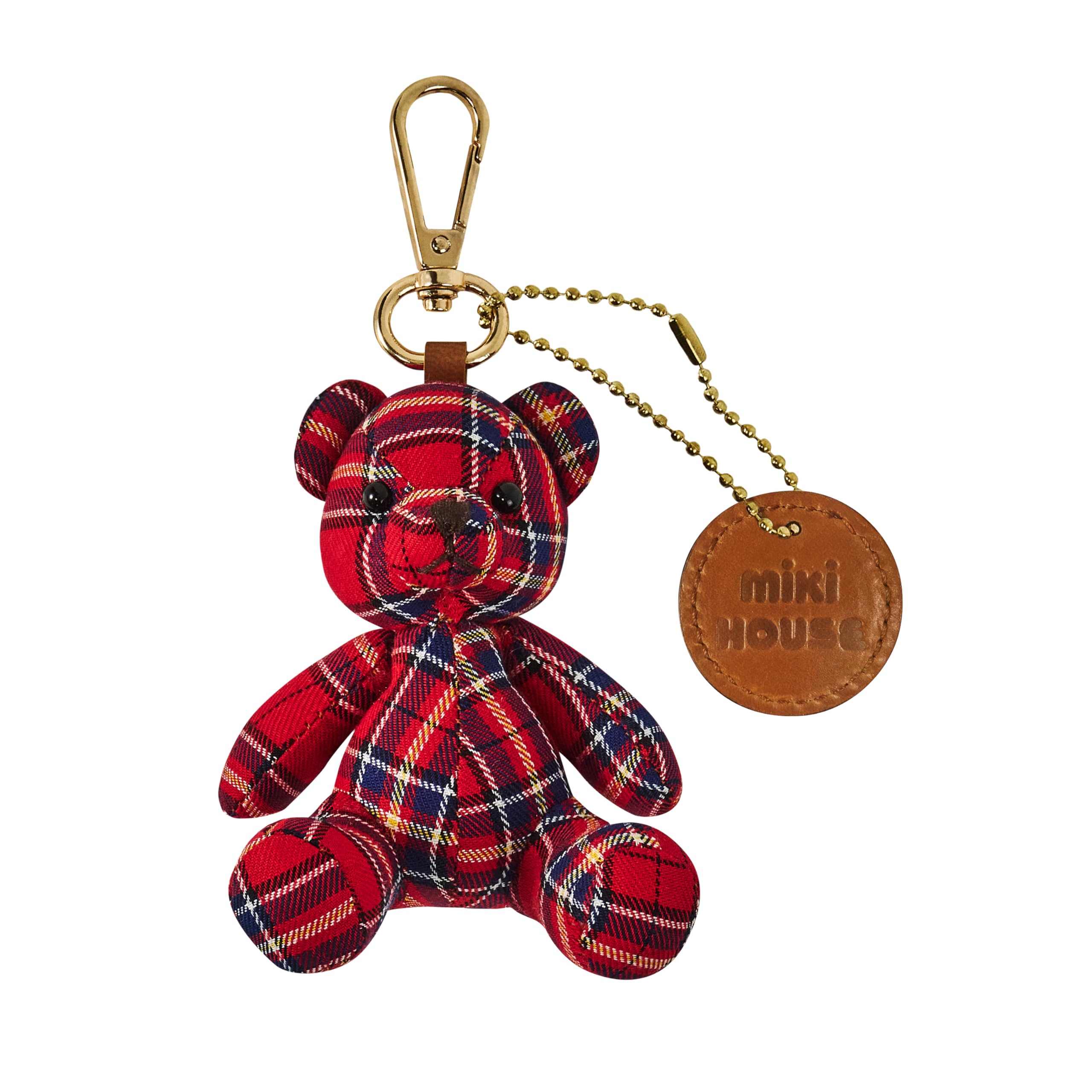 

MIKI HOUSE Charm 16-1659-680 Key Ring Keychain Plush Bear Check