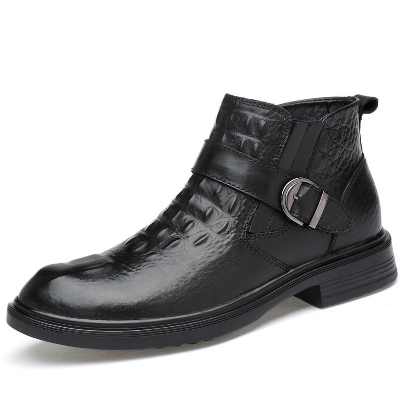 Cross-border Plus Size Men s British Casual Mid-top Martin Boots with Pointed Toe and Chunky Heel - Trendy, Warm Loafers. 42
