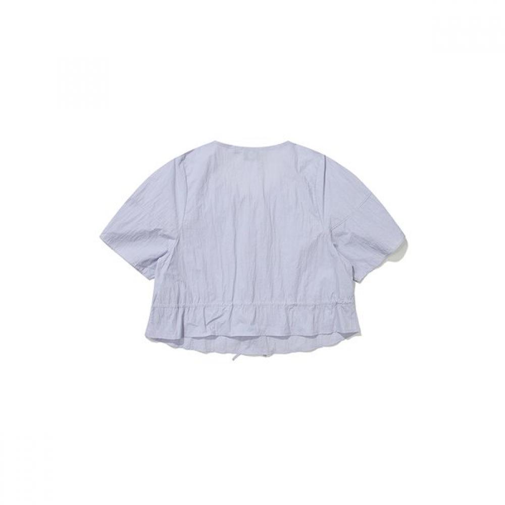 Women S Shirring Ribbon Woven Short Sleeve  Lilac 