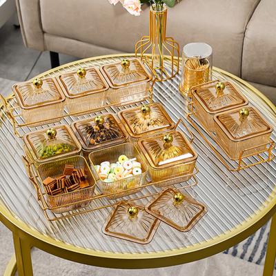 Nut And Candy Serving Tray with Lids Fruit Plate Plastic Compartment Appetizer Food Display Dish Platter Divided Snack Serving Bowls for Coffee