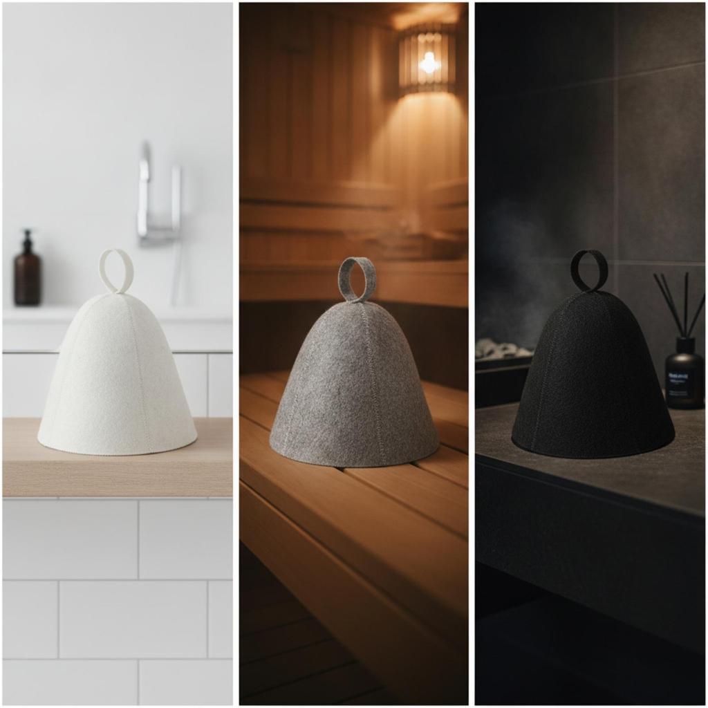 3 Pieces Felt Sauna Hat Reusable Cap with Hanging Loop Lightweight