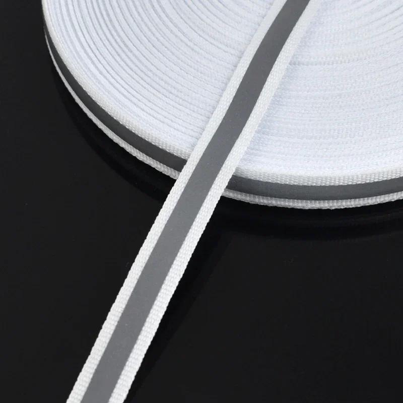 10Yards Meetee 10mm Reflective Nylon Webbing Fluorescent Silver Ribbon Safety Warning Band Uniform Decor Straps DIY Accessories