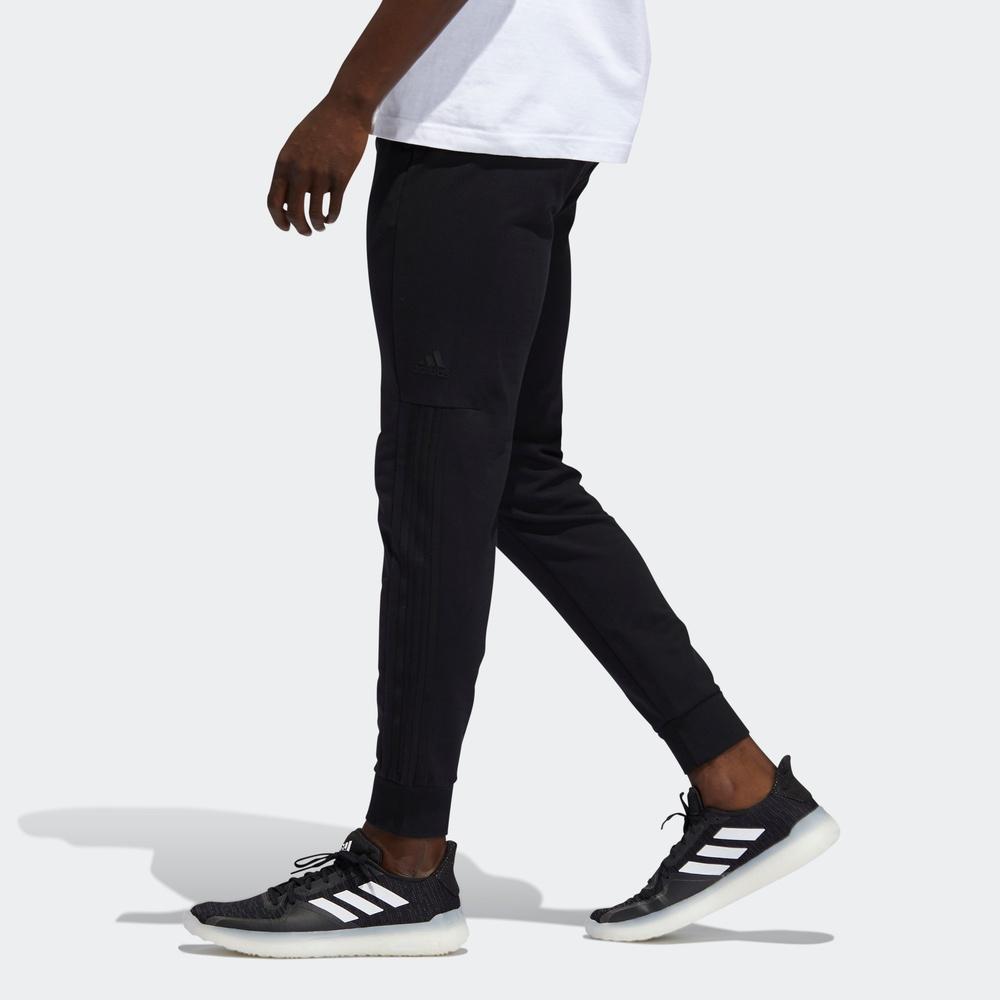 Adidas Slim Fit Cuffed Track Pants Men Bottoms Black FT2842