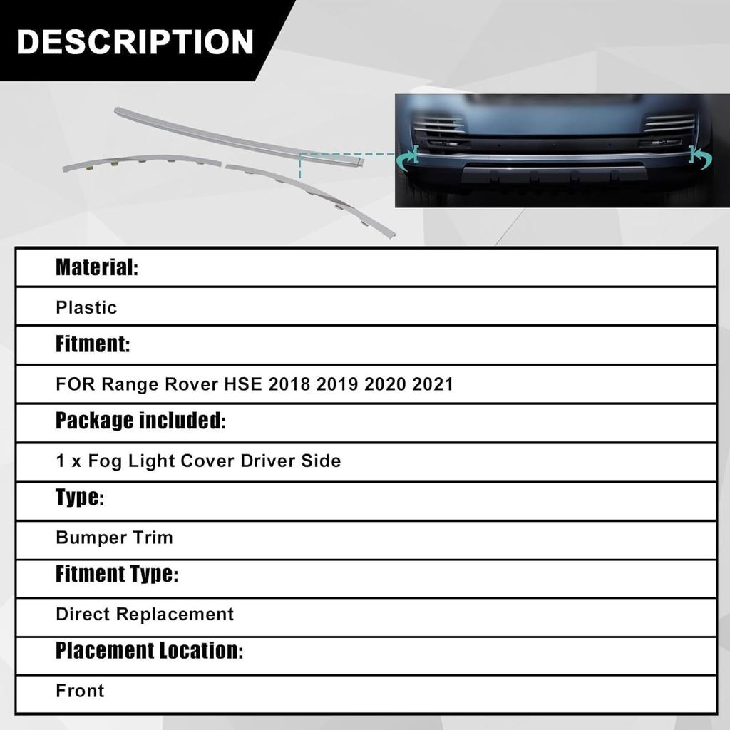 SecosAutoparts 3 szt. Listwa ozdobna zderzaka przedniego Kompatybilna z Land Range Rover L405 2018 2019 2020 2021 2022