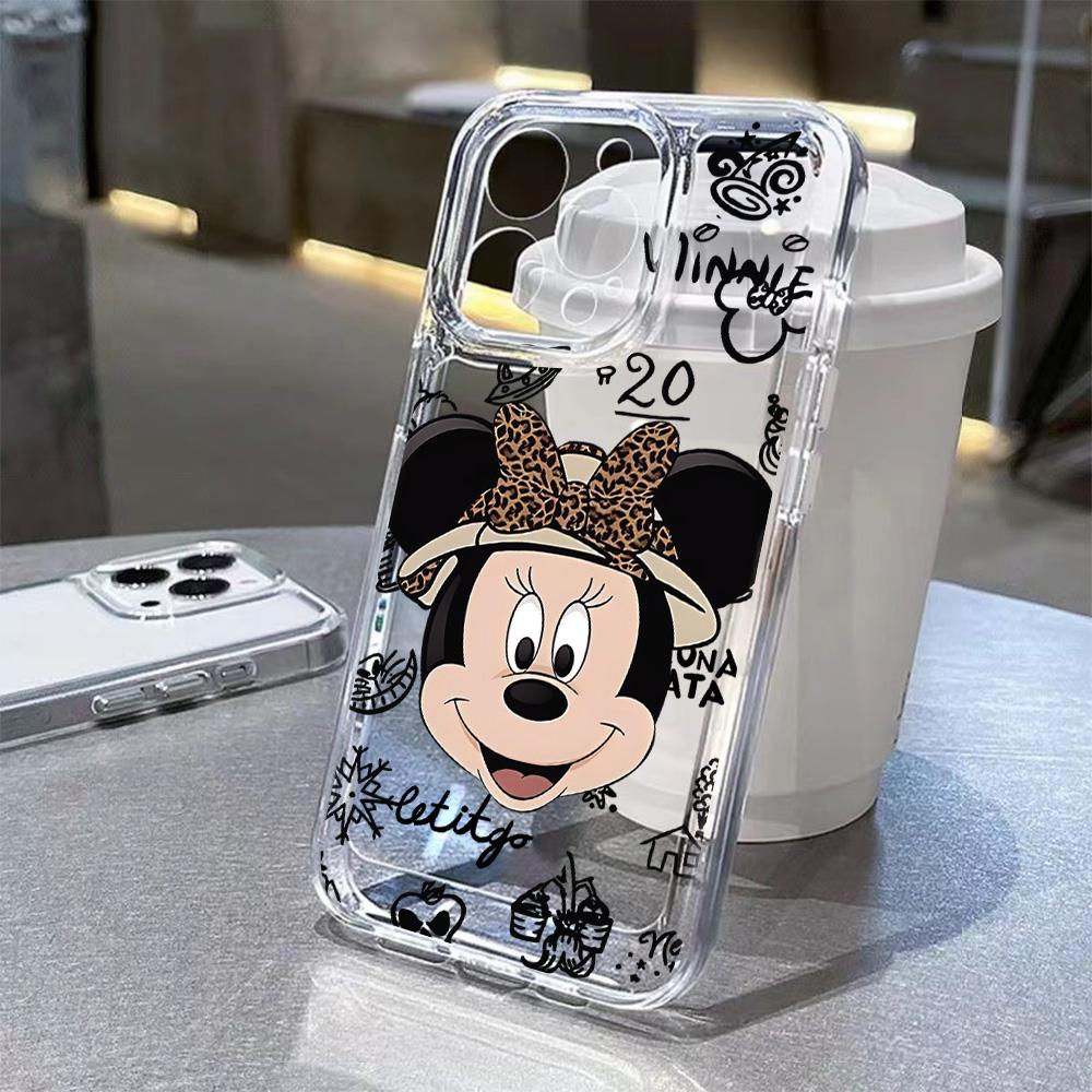 

Phone Case For iPhone 17e 17 16 16e 15 14 13 12 11 Mini Pro Max X XR XSMax Air Plus Transparent Cover Leopard Minnies Mickeys iPhone 14
