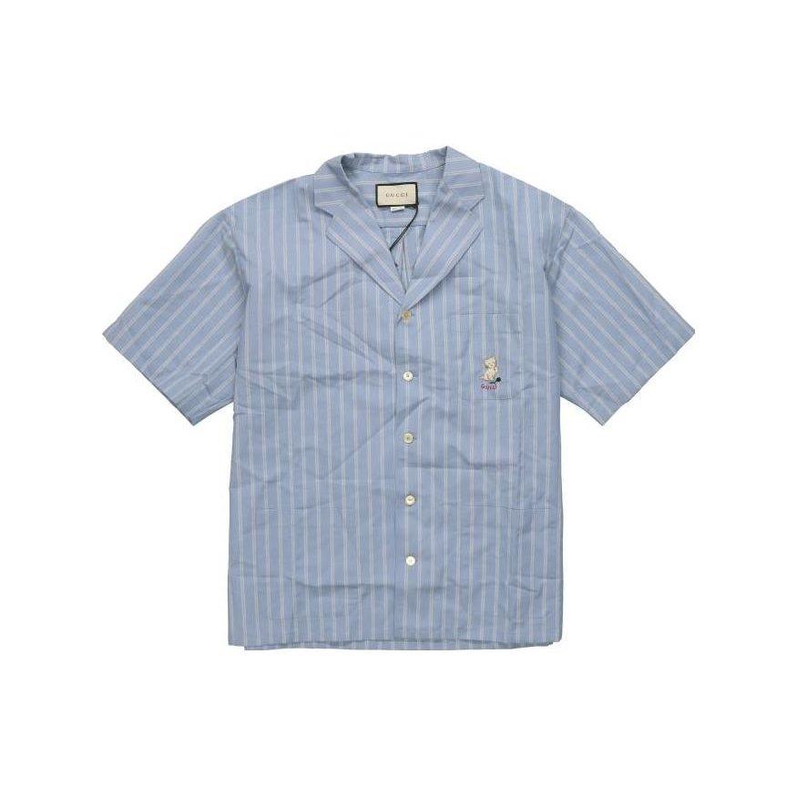 GUCCI Shirts Men's Blue Cuban Collar Moderate 618920-ZAE5V-4053