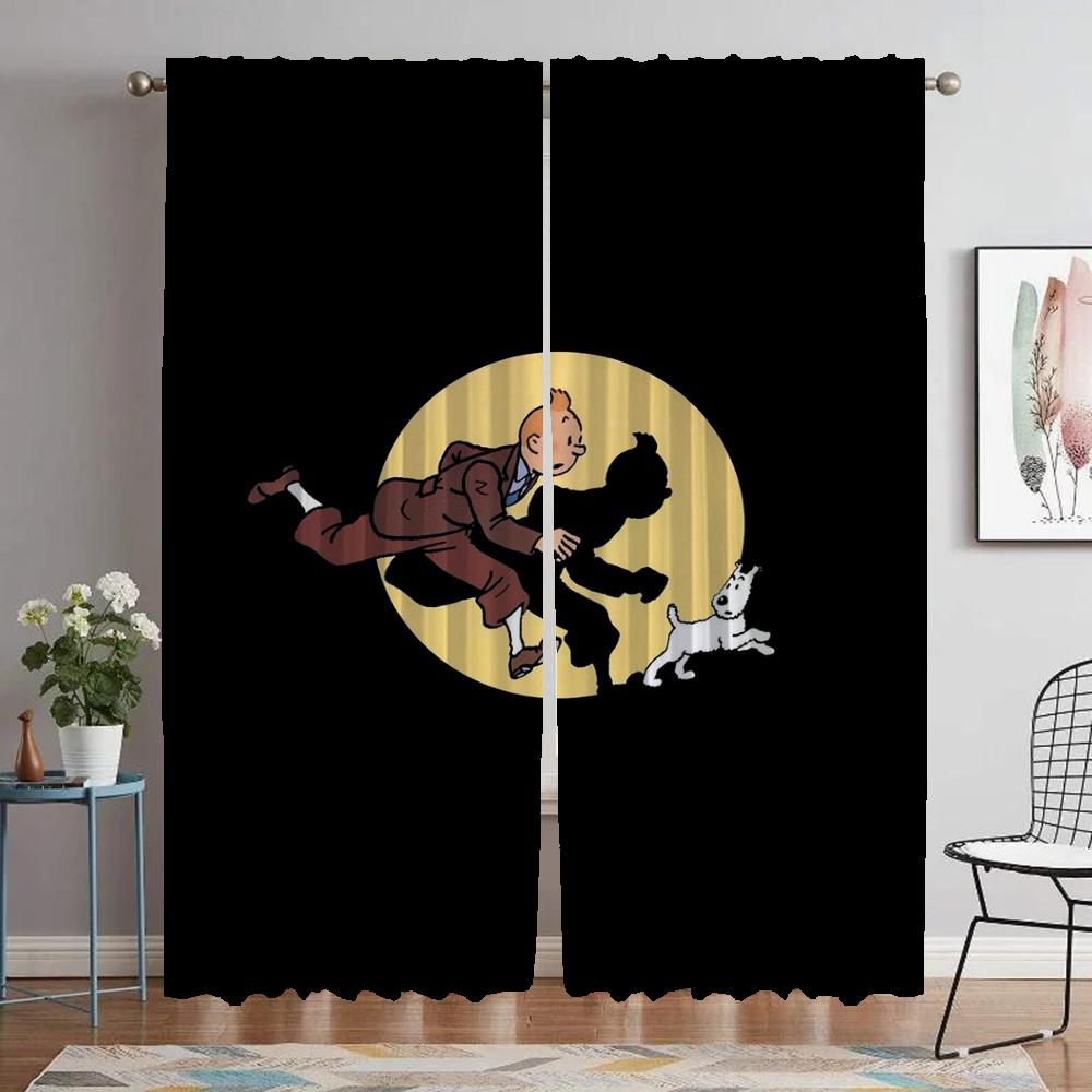 

Tintins Kitchen Curtains for Camera Modern Living Room Curtains 2 Pieces Blackout Curtain Partition Halloween Decoration Shades W50xH70cmx2pcs-CL